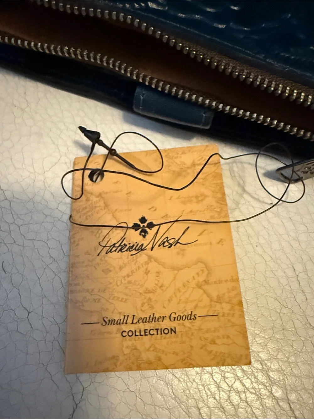 Patricia Nash Caribbean Blue Floral Embossed Leather Wallet